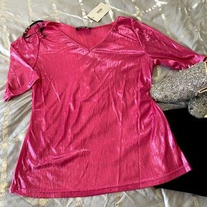 Metallic Top in Hot Pink